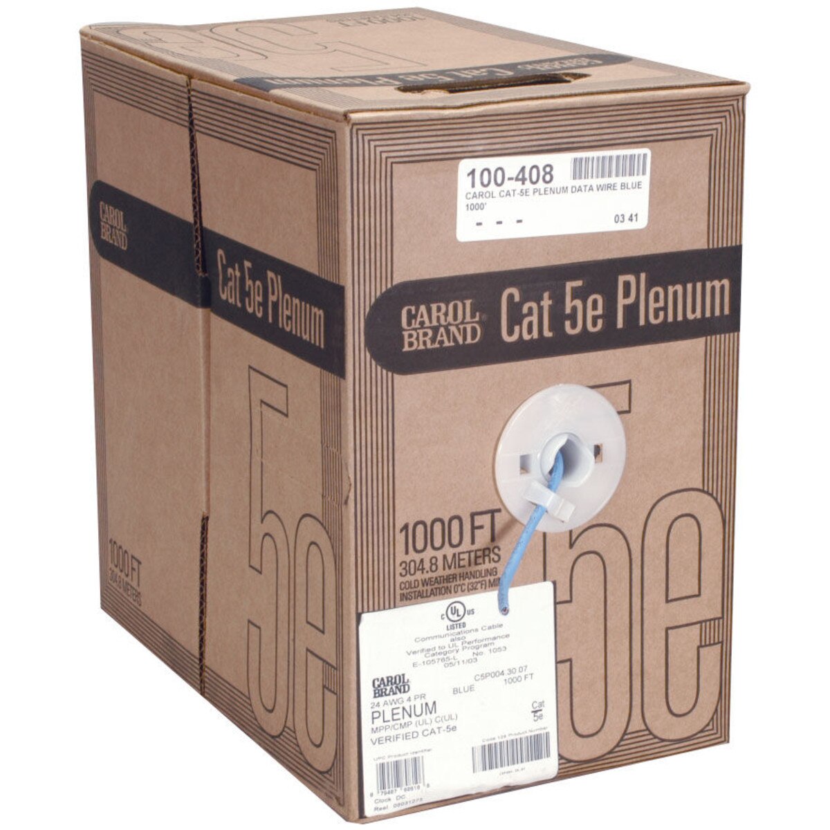 Carol Cat 5e Plenum Cable Blue 1000 ft. Payout Box